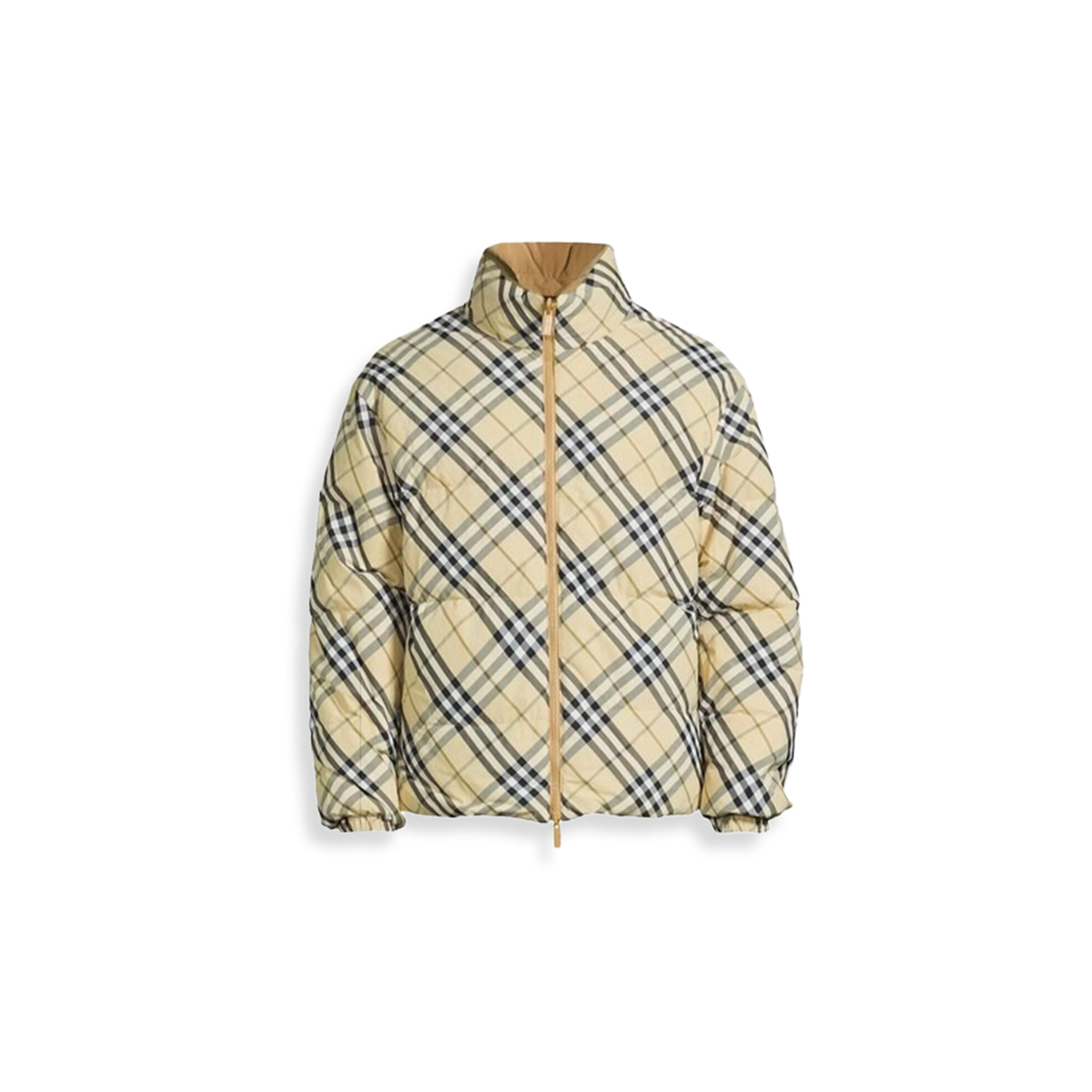 BURBERRY BEIGE CHECK PUFFER REVERSIBLE DOWN JACKET 